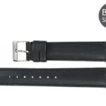 Regular Black Leather Water-Resistant Padded Watch Band
