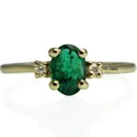 14k yellow gold emerald ring with diamond accents