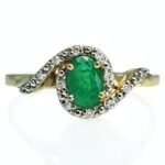 10k yellow gold 5/8ct emerald and diamond ring