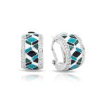 Belle Etoile Forma Collection Sterling Silver Blue Enamel Earrings