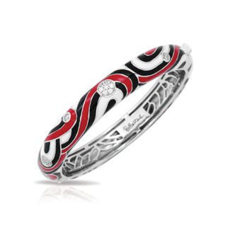 Belle Etoile Vortice Collection Sterling Silver Black and Red Enamel Bangle