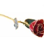 Lacquered Red Rose with 24K Gold Trim