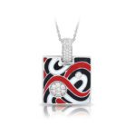 Belle Etoile Vortice Collection Sterling Silver Black and Red Enamel Pendant