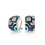 Belle Etoile Geometrica Collection Sterling Silver Multi Enamel Earrings