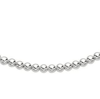 Silver 7.5" with Rhodium Finish 8.0mm Shiny Beaded Bracelet with Lobster Clasp