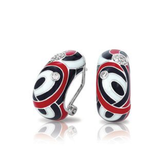 Belle Etoile Vortice Collection Sterling Silver Black and Red Enamel Earrings