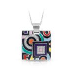 Belle Etoile Geometrica Collection Sterling Silver Multi Enamel Pendant
