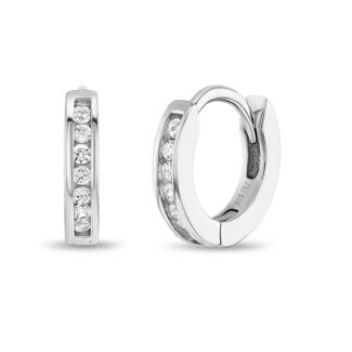 Small CZ Channel Set Children's Hoop Earrings