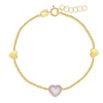 14k Mother of Pearl Heart Girls Bracelet