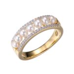 Charles Garnier Sterling Silver Ring Made with Freshwater Pearls and Cubic Zirconia