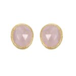 Jorge Revilla SS and 18K Yellow Gold Rose Quartz Earrings