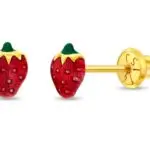 14K Summer Strawberry Girls Earrings