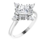 14K White 5.5 mm Square 1/3 CTW Natural Diamond Semi-Set Engagement Ring