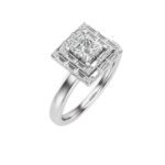 14K White 4.5 mm Square 3/8 CTW Natural Diamond Semi-Set Engagement Ring