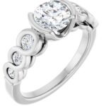 14K White 6.5 mm Round Engagement Ring Mounting