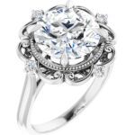 14K White 10 mm Round Engagement Ring Mounting