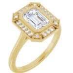 14K Yellow 7x5 mm Emerald Engagement Ring Mounting