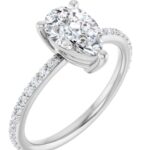 14K White 9x6 mm Pear Ring Mounting