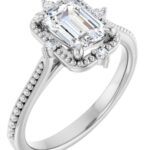 14K White 7x5 mm Emerald Engagement Ring Mounting