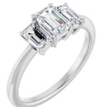 14K White 6x4 mm Emerald Engagement Ring Mounting