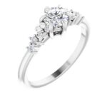 14K White 5.2 mm Round .06 CTW Natural Diamond Semi-Set Claw-Prong Engagement Ring