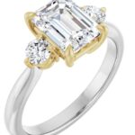 14K White/Yellow 8x6 mm Emerald Engagement Ring Mounting