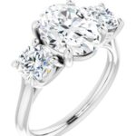 14K White 10x8 mm Oval Engagement Ring Mounting