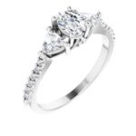 14K White 6x4 mm Oval 3/8 CTW Natural Diamond Engagement Ring