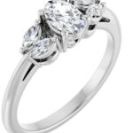 14K White 6x4 mm Oval Engagement Ring Mounting