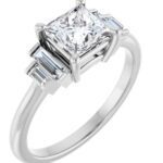 14K White 5.5 mm Square Engagement Ring Mounting