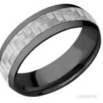 Lashbook Zirconium and Silver Carbon Fiber Wedding Band