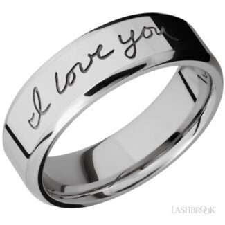 Lashbrook Custom Handwriting Wedding Band-18K White