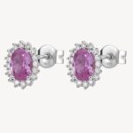Brosway Fancy Pink Oval Halo Stud Earrings