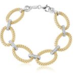 Charles Garnier PALAZZO 925 Sterling Silver Woven OVal Link Bracelet Yellow Gold Finish