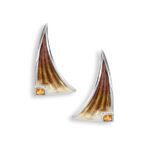 Nicole Barr Sterling Silver Stud Earrings-Brown. Citrine