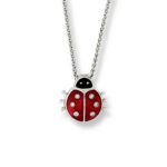 Sterling Silver Diamond-Sterling Silver Red Ladybug Necklace