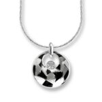 Sterling Silver Harlequin Necklace-Black-White. White Sapphires