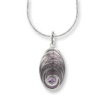 Nicole Barr Sterling Silver Purple Oval Necklace. Amethyst.