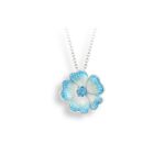 Sterling Silver Blue Rose Necklace-Blue Topaz