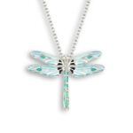 Nicole Barr Sterling Silver Blue Dragonfly Necklace. White Sapphire.