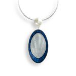 Nicole Barr Sterling Silver Necklace-Oval-Blue-Pearl