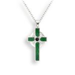 Nicole Barr Sterling Silver Necklace-Celtic-Cross-Green