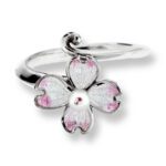 Sterling Silver Dogwood Ring-White. Pinkish Akoya Pearls