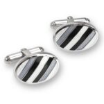 Sterling Silver Oval Shaped T-Bar Cufflinks-Gray