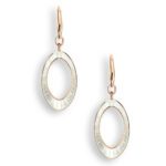 Nicole Barr Rose Gold Plated Sterling Silver White Oval Wire Earrings.