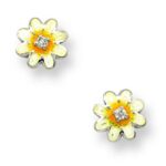 Nicole Barr White Daisy Stud Earrings.Sterling Silver-White Sapphires