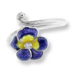 Purple Pansy Ring.Sterling Silver-White Sapphire