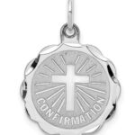 Sterling Silver Rhodium-Plated Confirmation Disc Charm