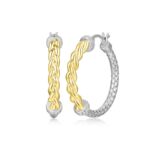 Charles Garnier Sterling Silver 2 Tone Mesh Earrings