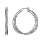Charles Garnier Sterling Silver 2mm Mesh CZ Earrings